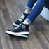 [GIRLS GOOB] Women's Lace Up Casual Comfort Ankle Sneakers, Girl's Invisible High-Heeled Fashion Shoes, Canvas - Made in KOREA